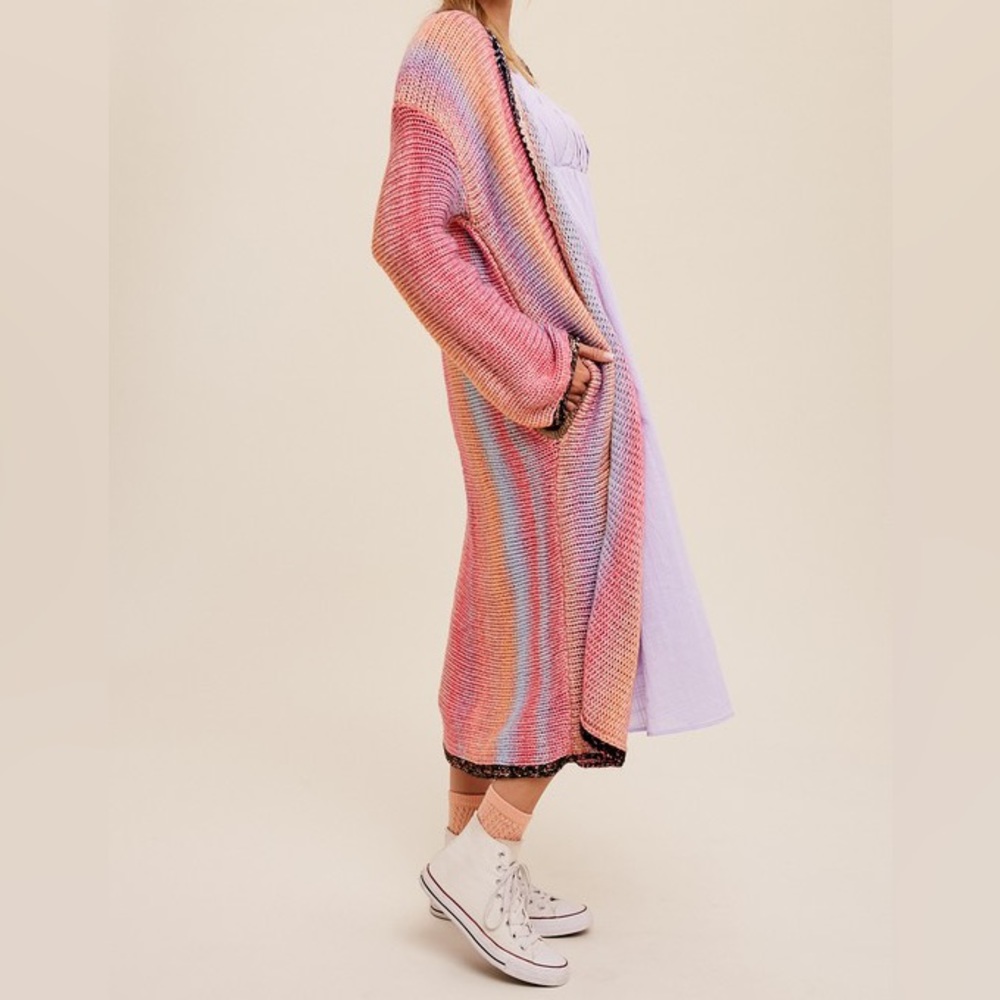 Multi-Colored Long Cardigan